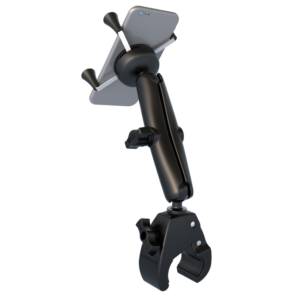RAM Mount Universal ToughClaw Base wLong Double Socket Arm Universal XGrip CelliPhone Cradle