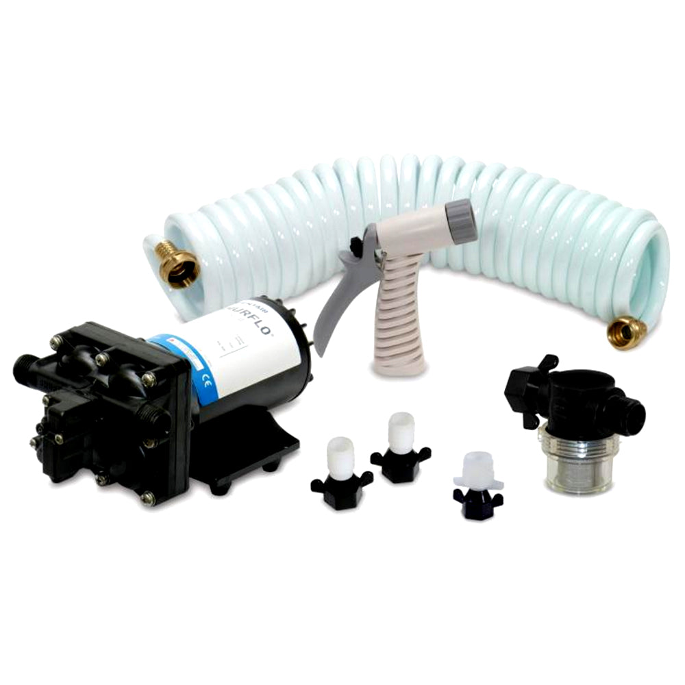 Shurflo by Pentair BLASTERII Washdown Kit 12VDC 35GPM w25 Hose Nozzle Strainer Fittings