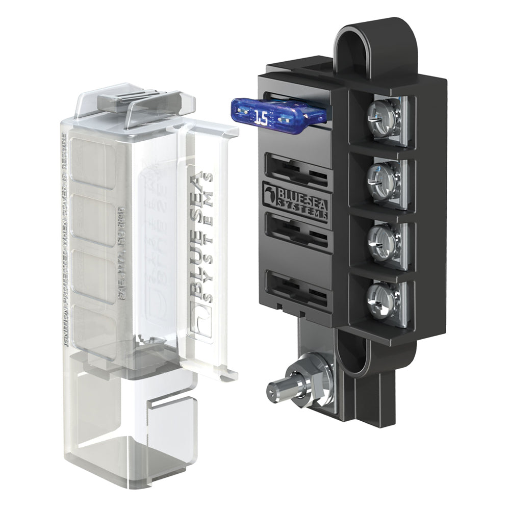 Blue Sea 5045 ST Blade Compact Fuse Blocks 4 Circuits wCover