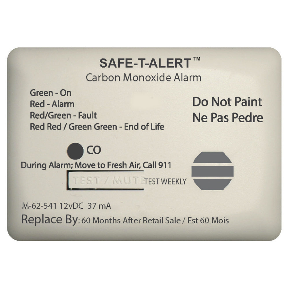 SafeTAlert 62 Series Carbon Monoxide Alarm wRelay 12V 62541MarineRLYNC Surface Mount White