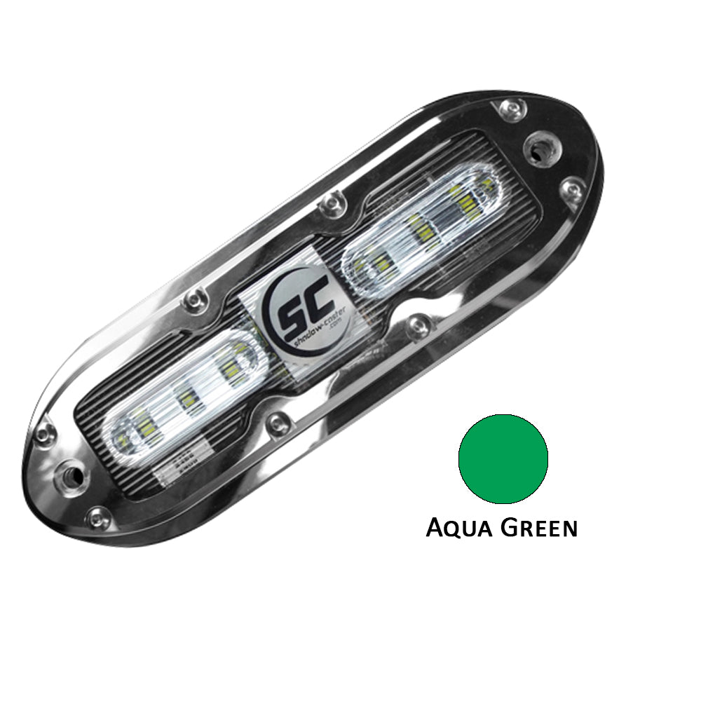 ShadowCaster SCM6 LED Underwater Light w20 Cable 316 SS Housing Aqua Green