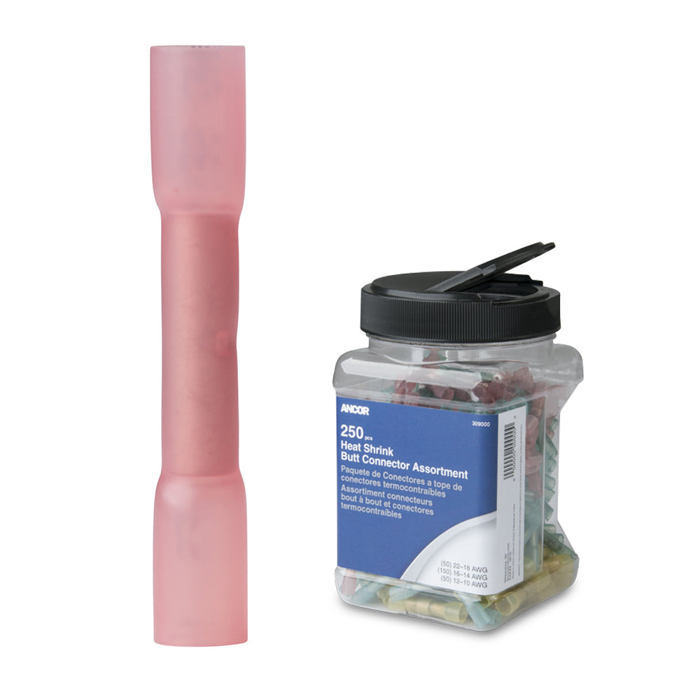 Ancor 2218 AWG Heat Shrink Butt Connector 250Pieces Jar
