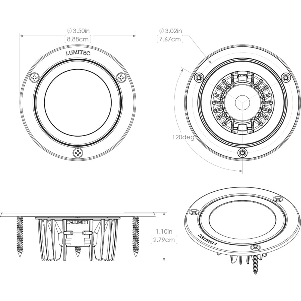 Lumitec Shadow Flush Mount Down Light White Finish Spectrum RGBW