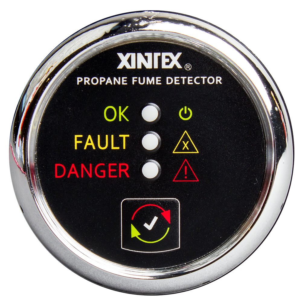 FireboyXintex Propane Fume Detector wPlastic Sensor No Solenoid Valve Chrome Bezel Displa