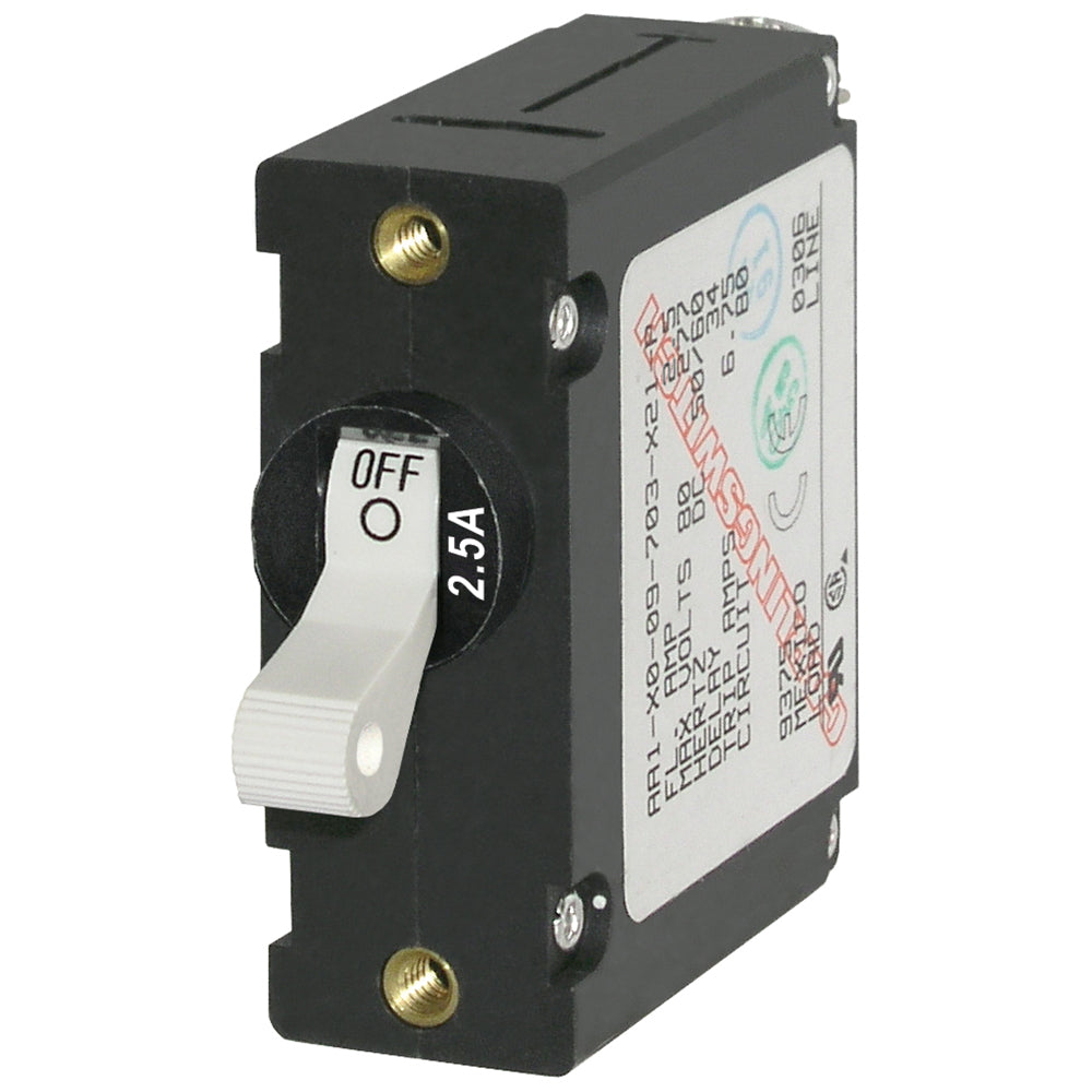 Blue Sea 7197 ASeries White Toggle Circuit Breaker Single Pole 25A