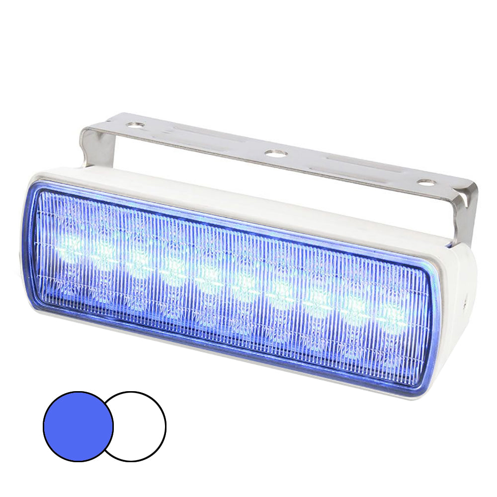 Hella Marine Sea Hawk XL Dual Color LED FloodLights BlueWhite LED White Housing
