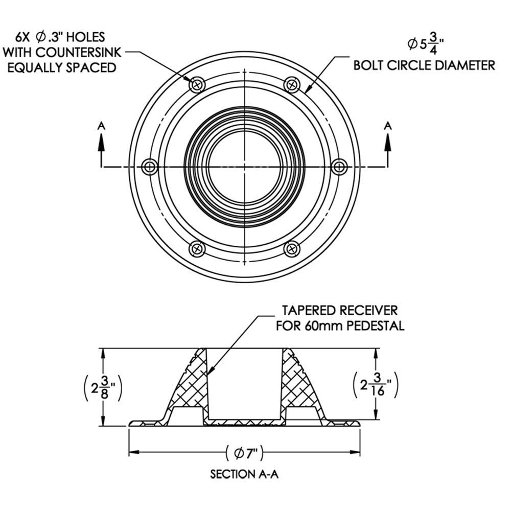 TACO Table Support Surface Mount Fits 238 Pedestals