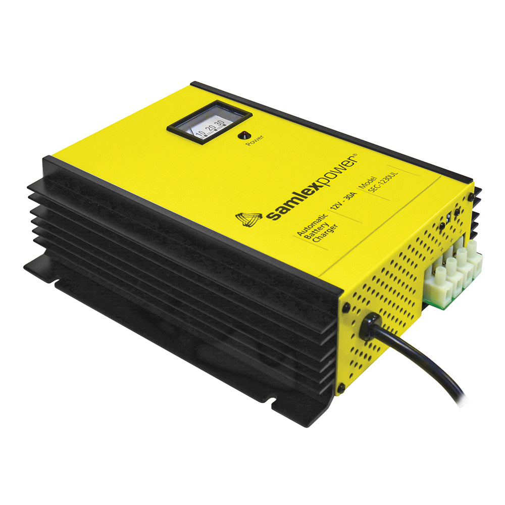 Samlex 30A Battery Charger 12V 3Bank 3Stage wDip Switch Lugs