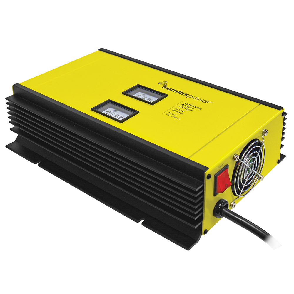 Samlex 40A Battery Charger 24V 2Bank 3Stage wDip Switch Lugs Includes Temp Sensor