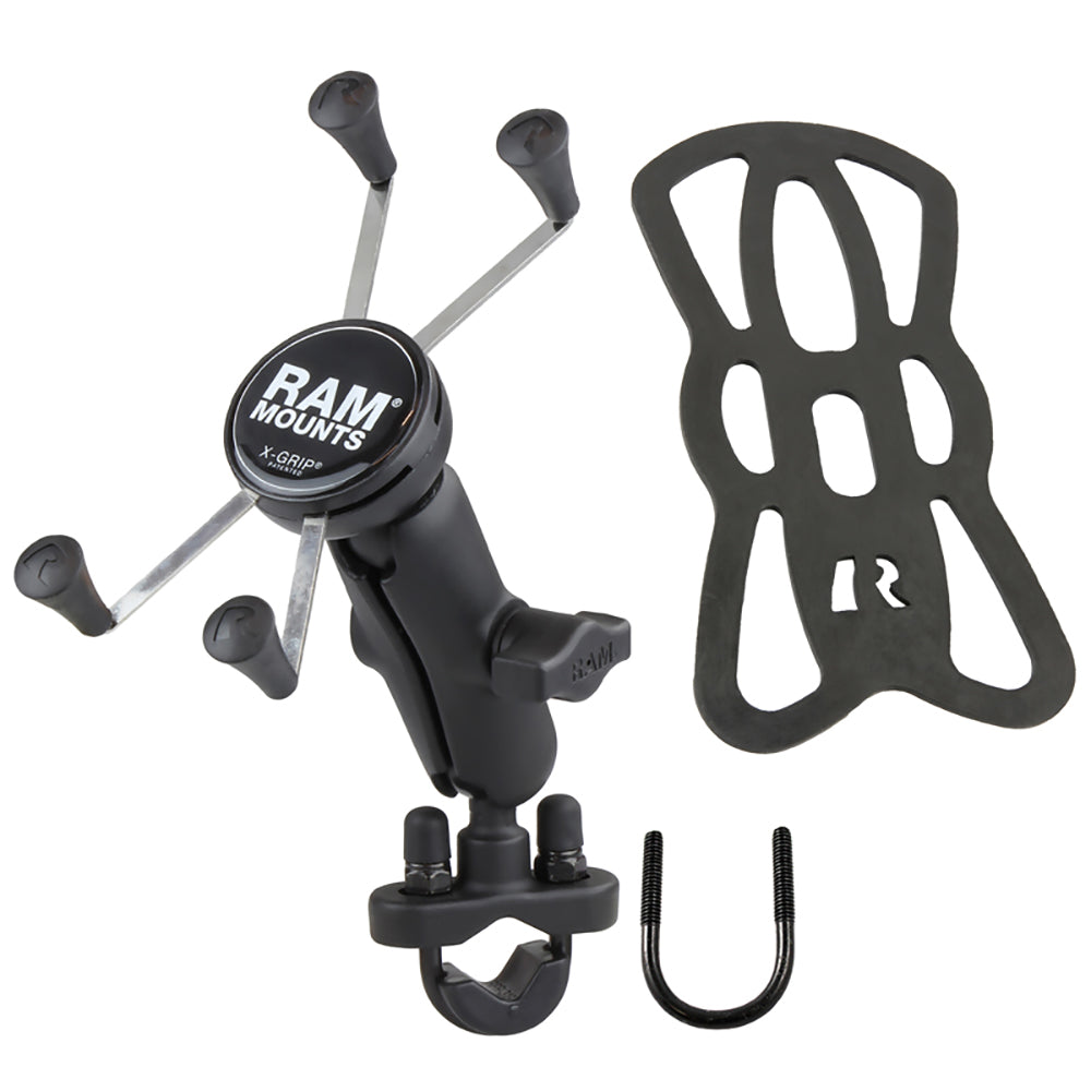 RAM Mount Handlebar Rail Mount wZinc Coated UBolt Base Universal XGrip Large PhonePhablet Cradle