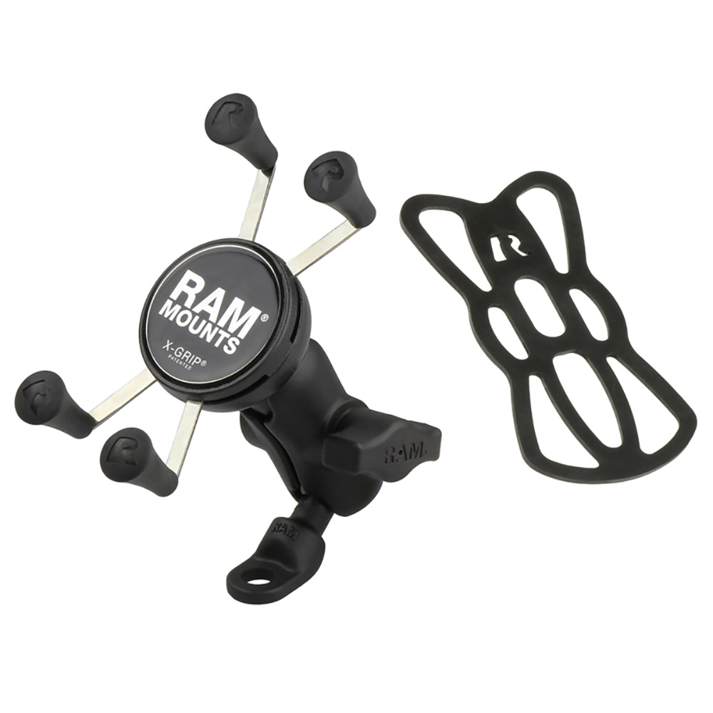 RAM Mount 9mm Angled Base Motorcycle Mount wShort Double Socket Arm Universal XGrip CelliPhone Cradle