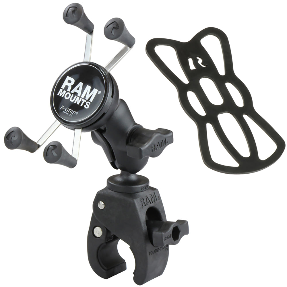 RAM Mount Small ToughClaw Base wShort Double Socket Arm and Universal XGrip CelliPhone Cradle