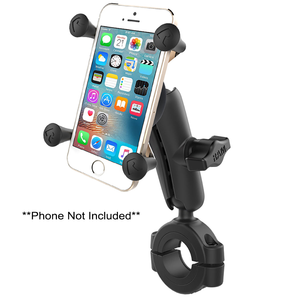 RAM Mount RAM Torque 1 18 1 12 Diameter HandlebarRail Bae with 1 Ball Medium Arm and XGrip for Larger Phones
