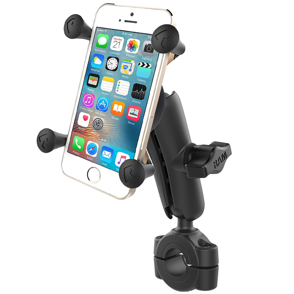RAM Mount RAM Torque 34 1 Diameter HandlebarRail Base w1 Ball Medium Arm XGrip fPhones