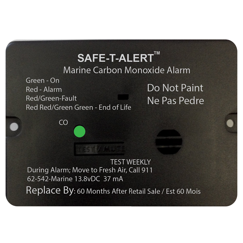 SafeTAlert 62 Series Carbon Monoxide Alarm wRelay 12V 62542RMarine Flush Mount Black
