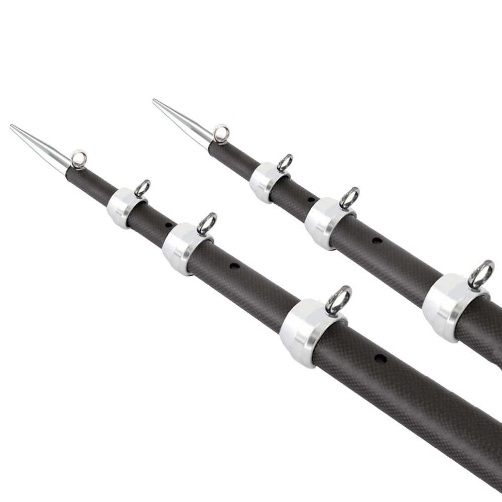 Tigress XD 3k Carbon Fiber Telescoping Outrigger Poles 18 feet Matte Black Silver Pair