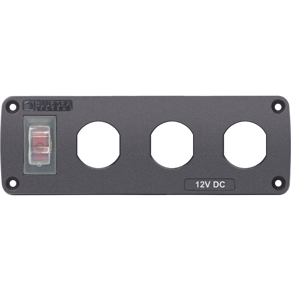 Blue Sea 4367 Water Resistant USB Accessory Panel 15A Circuit Breaker 3x Blank Apertures