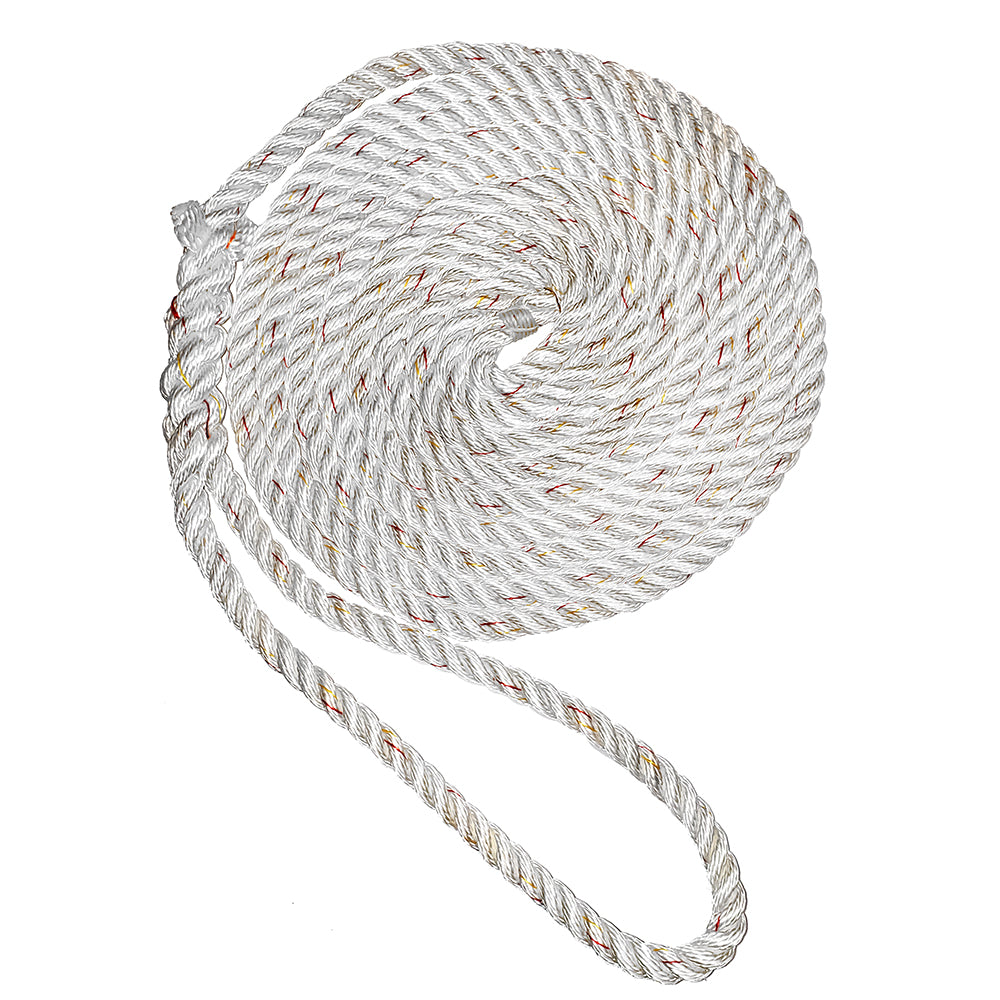 New England Ropes 12 Premium 3Strand Dock Line White wTracer 35