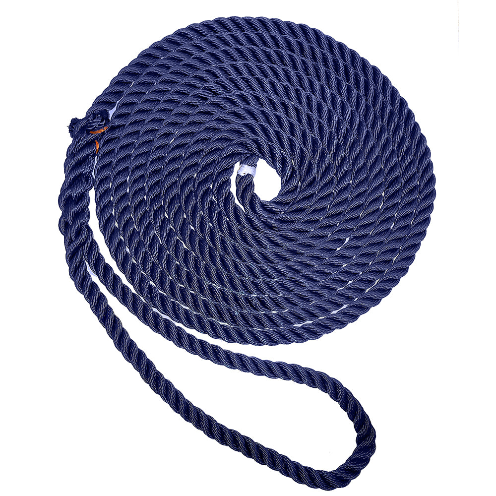 New England Ropes 38 Premium 3Strand Dock Line Navy Blue 25