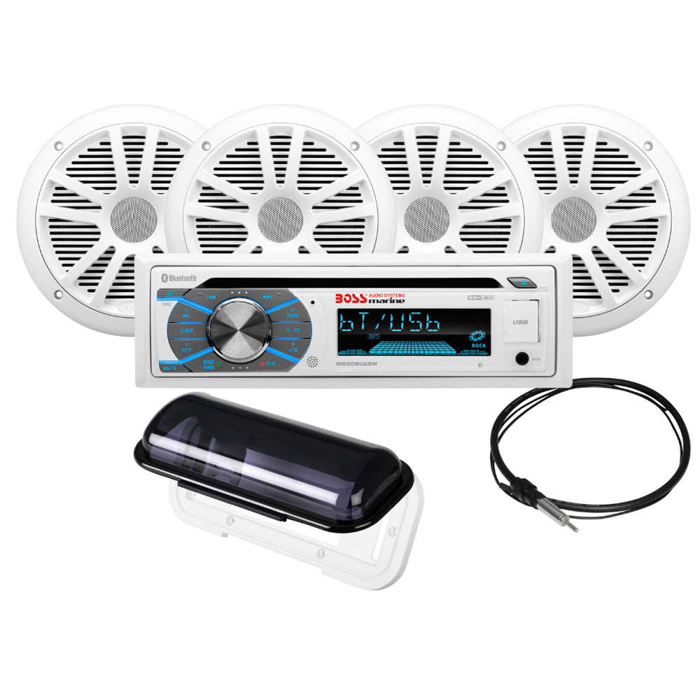 Boss Audio MCK508WB64S Marine Stereo 2 Pairs of 65 Speaker Kit White