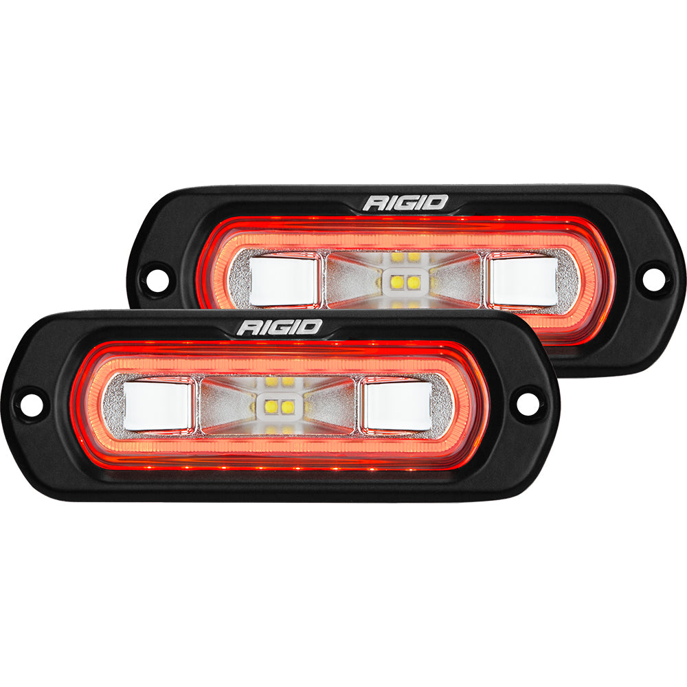 RIGID Industries SRL Series Flush Mount Spreader Light Black Housing Red Halo