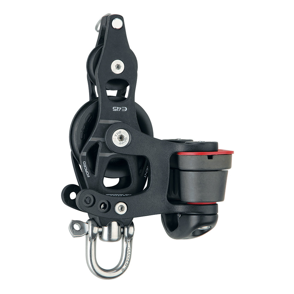 Harken 45mm Single Aluminum Element Fiddle Block wSwivel Becket 150 Cam Cleat