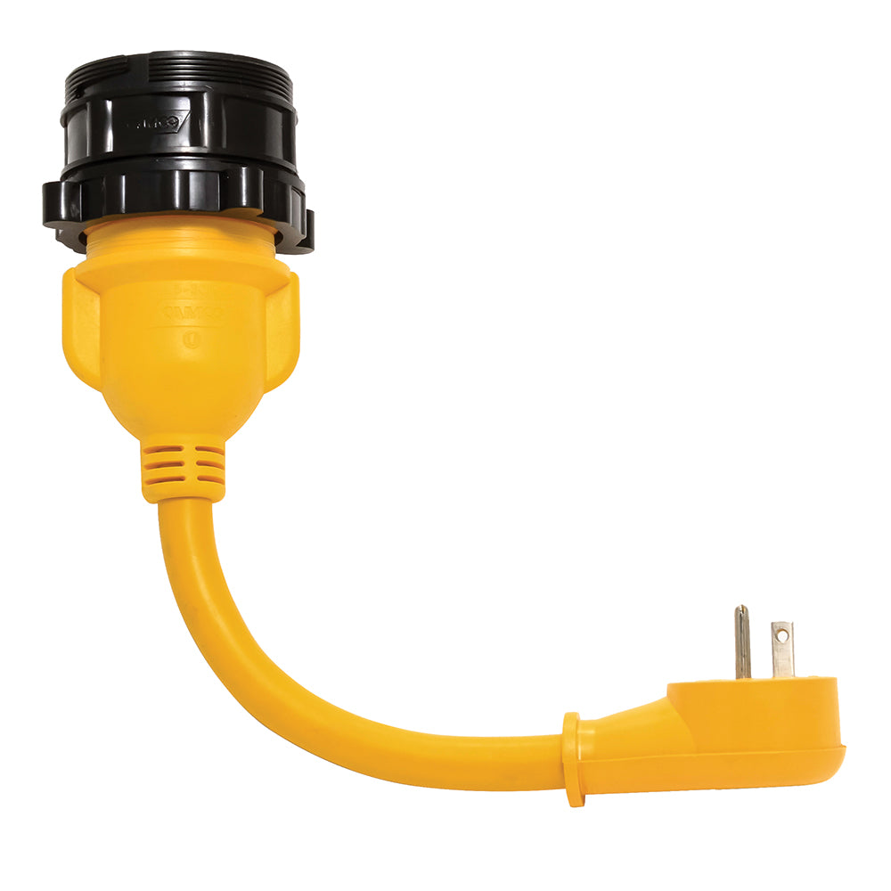 Camco PowerGrip Locking Adapter 15A125V Male to 30A125V Female Locking