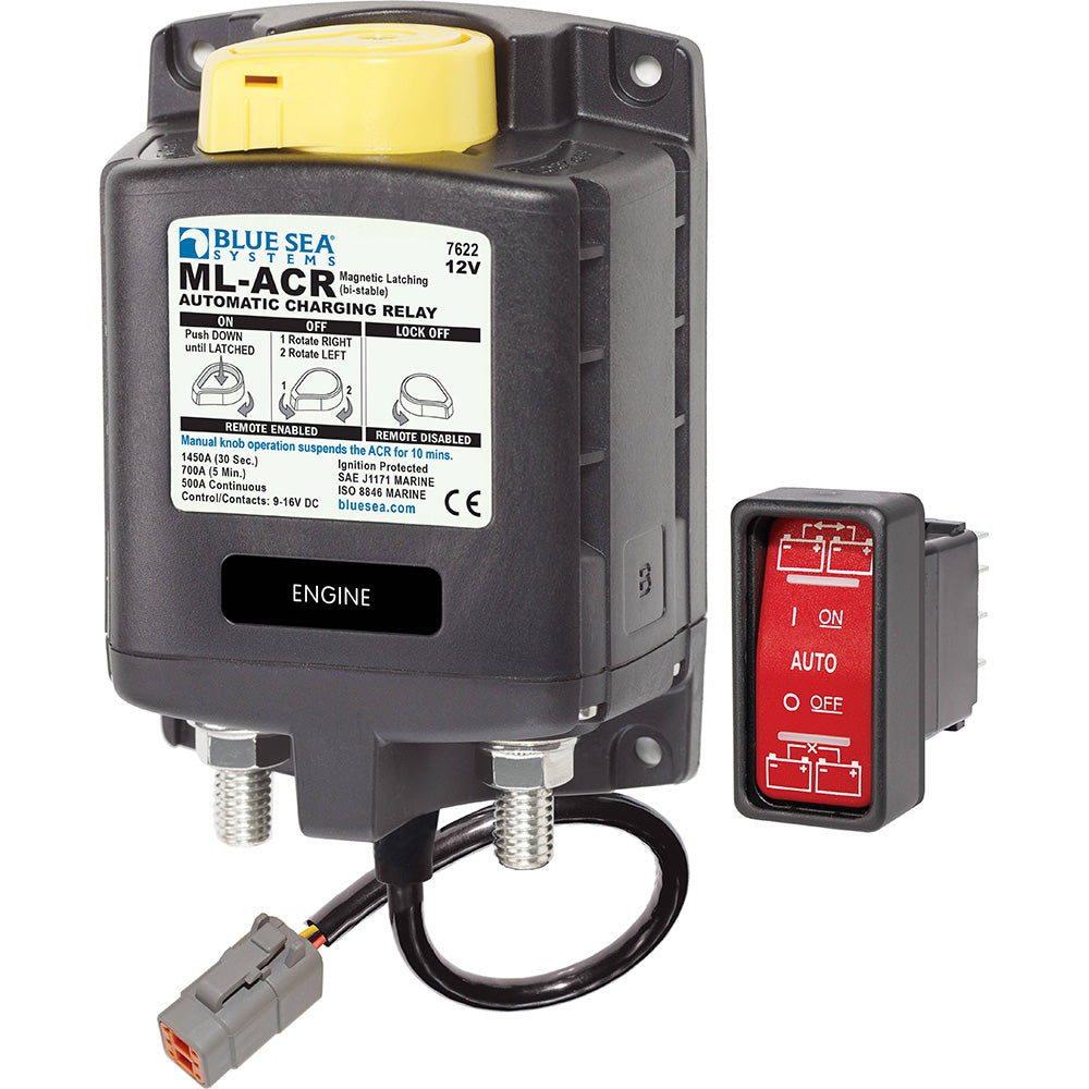 Blue Sea 7622100 ML ACR Charging Relay 12V 500A wManual Control Deutsch Connector