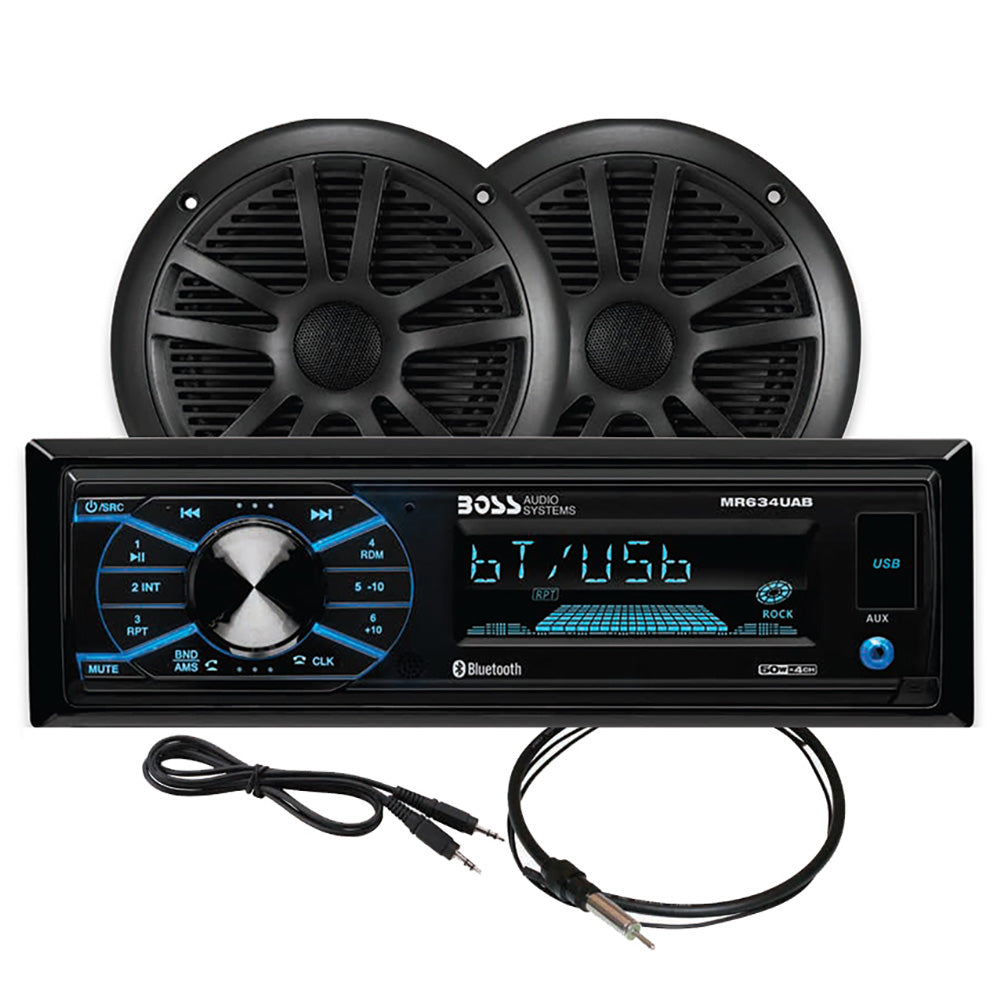 Boss Audio MCBK634B6 Marine Stereo 65 Speaker Kit Black