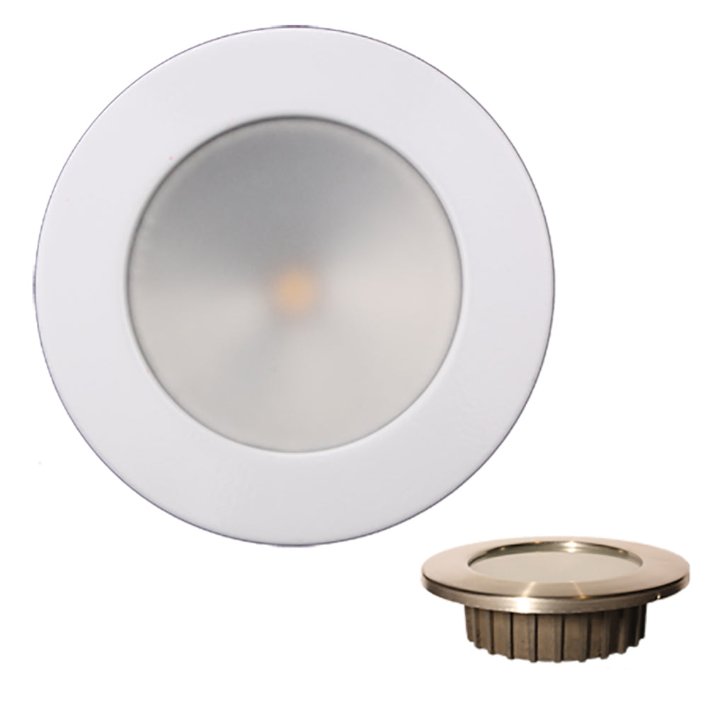 Lunasea Gen3 Warm White RGBW Full Color 35 IP65 Recessed Light wWhite Stainless Steel Bezel 12VDC