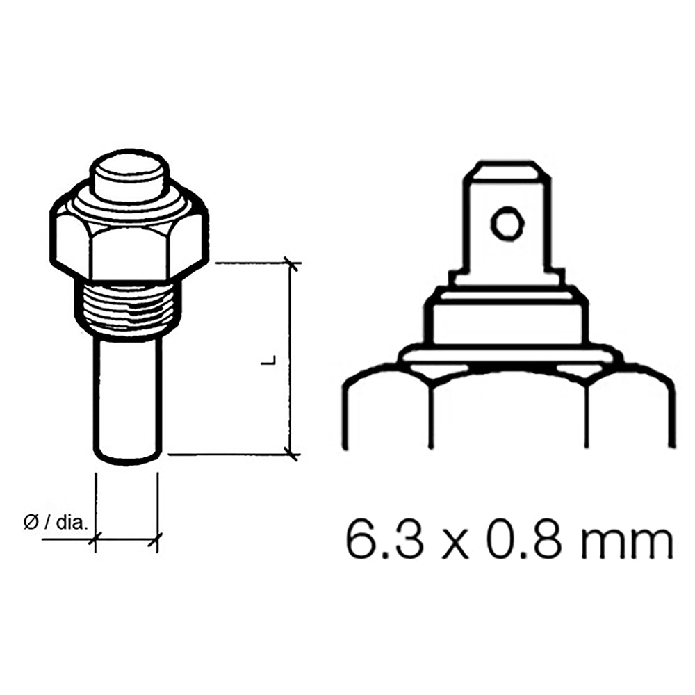 Veratron Engine Oil Temperature Sensor Single Pole Common Ground 50150C120300F 624V M14 x 15 Thread