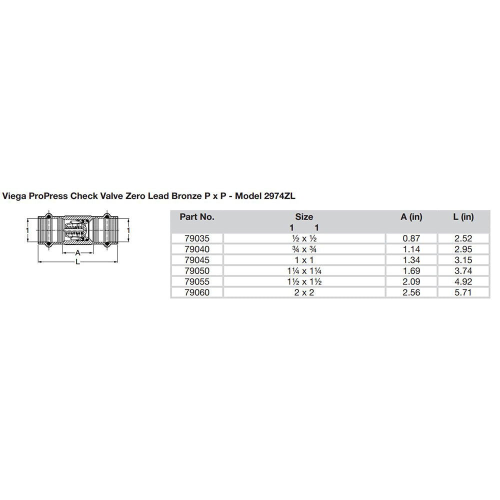 Viega ProPress 112 Zero Lead Check Valve Double Press Connection Smart Connect Technology