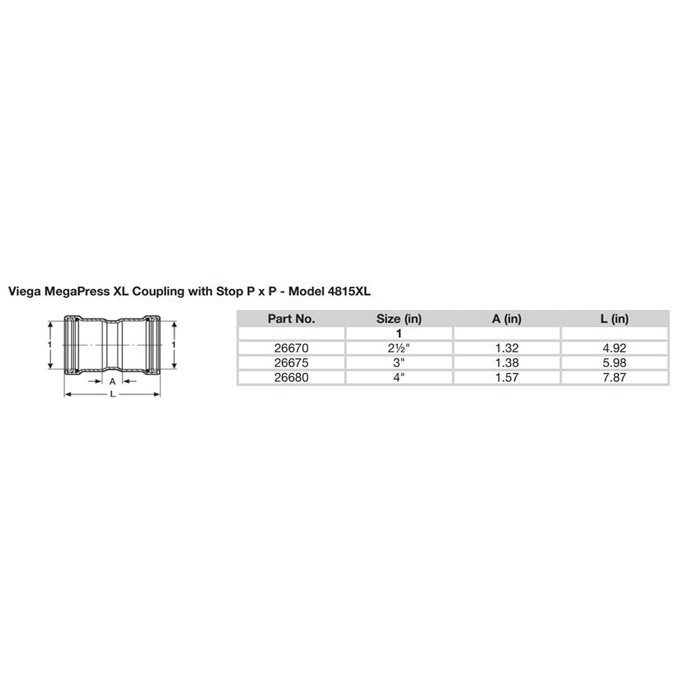 Viega MegaPress 212 Carbon Steel Coupling wStop wFMK Double Press Connection Smart Connect Technology