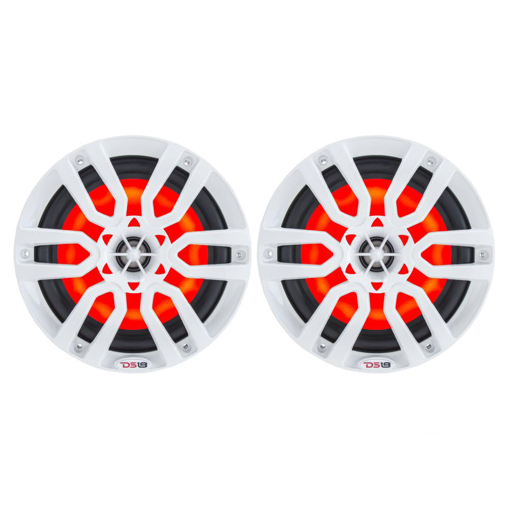 DS18 HYDRO 8 2Way Marine Speakers wRGB LED Lights 375W White