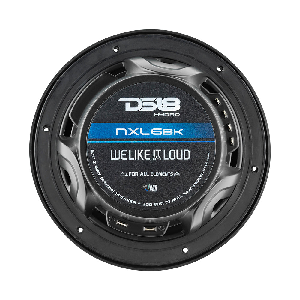 DS18 HYDRO 65 2Way Marine Speakers wRBG LED Lights 300W Matte Black