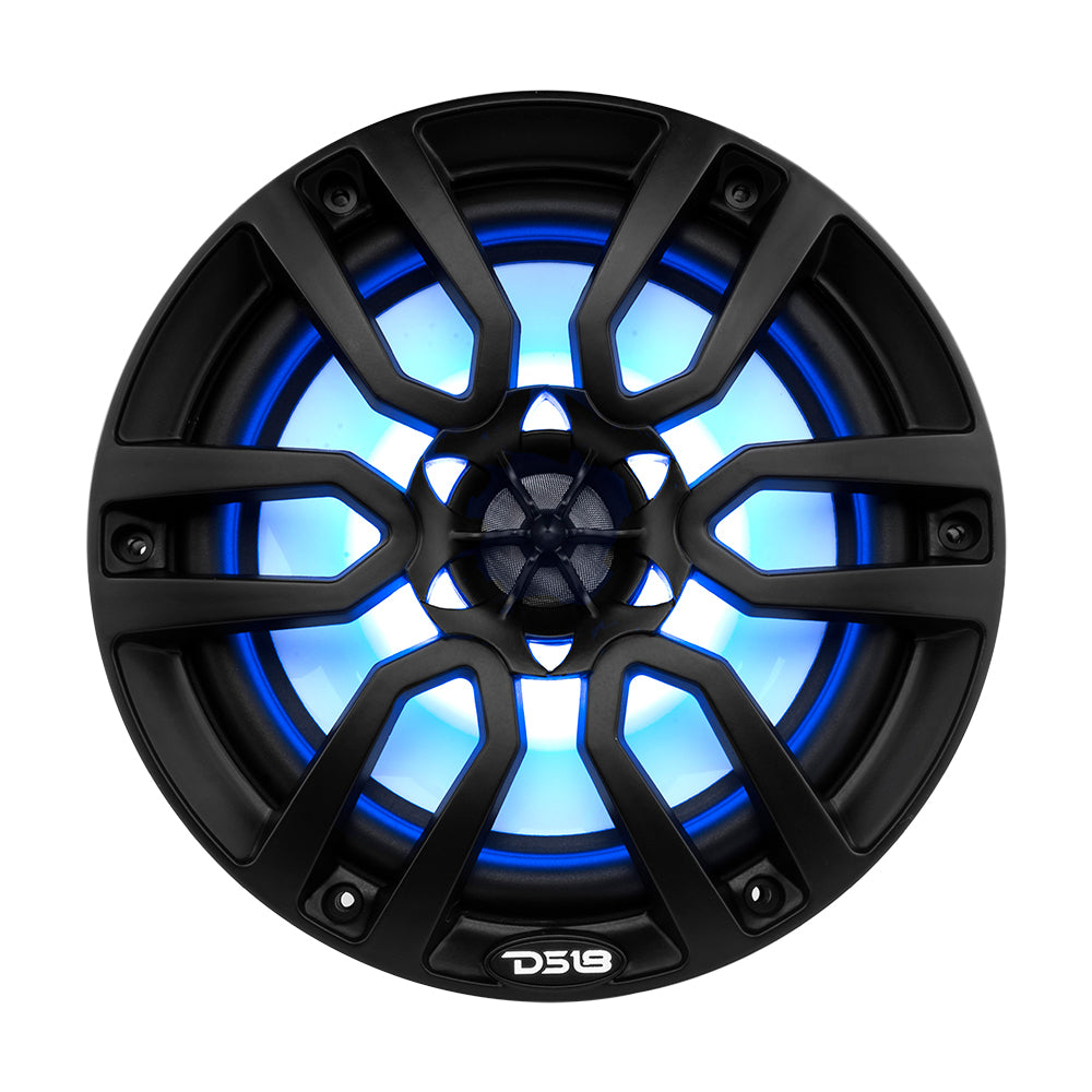 DS18 HYDRO 8 2Way Marine Speakers wRGB LED Lights 375W Matte Black