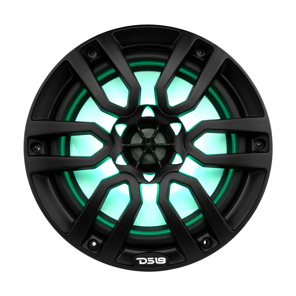 DS18 HYDRO 8 2Way Marine Speakers wRGB LED Lights 375W Matte Black