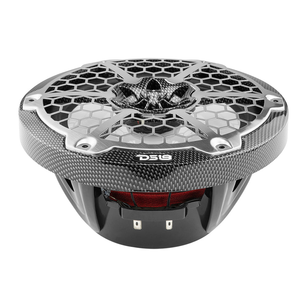 DS18 HYDRO 8 2Way Marine Speakers wRGB LED Lights 125W RMS 4Ohm Black Carbon Fiber
