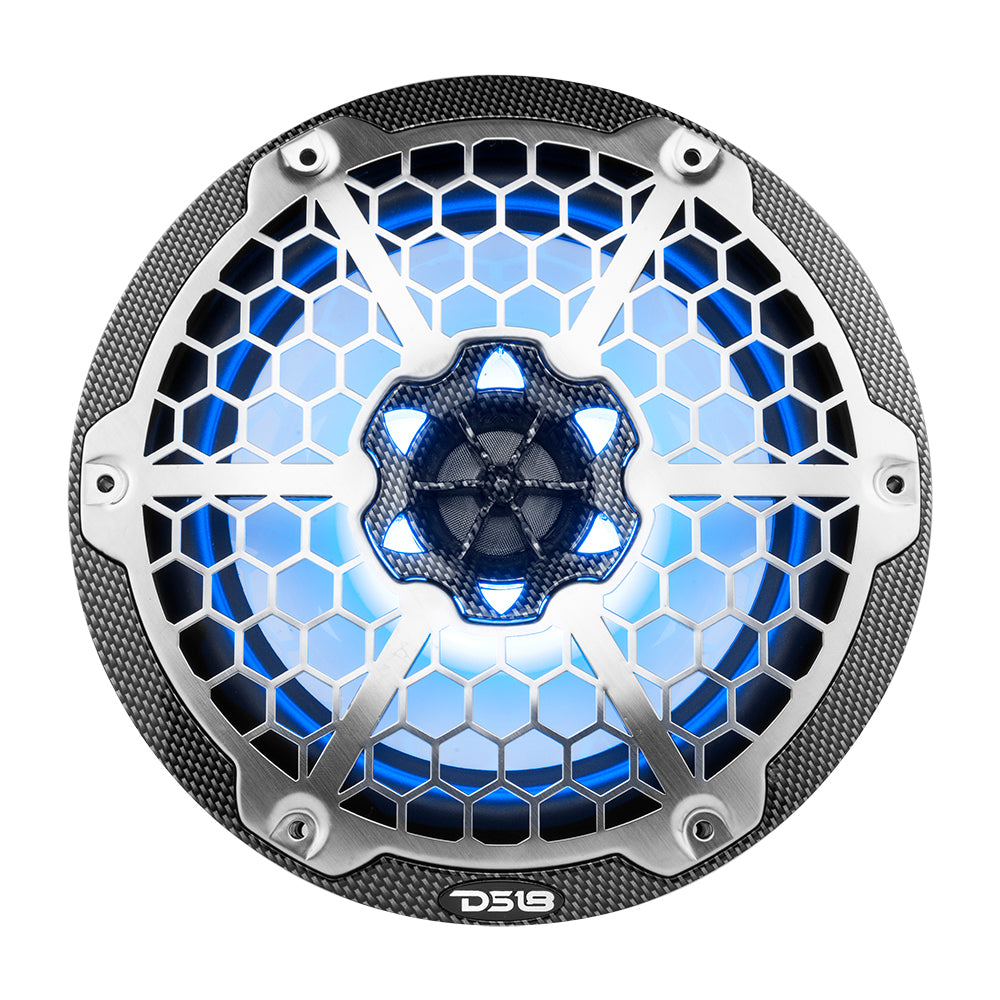 DS18 HYDRO 8 2Way Marine Speakers wRGB LED Lights 125W RMS 4Ohm Black Carbon Fiber