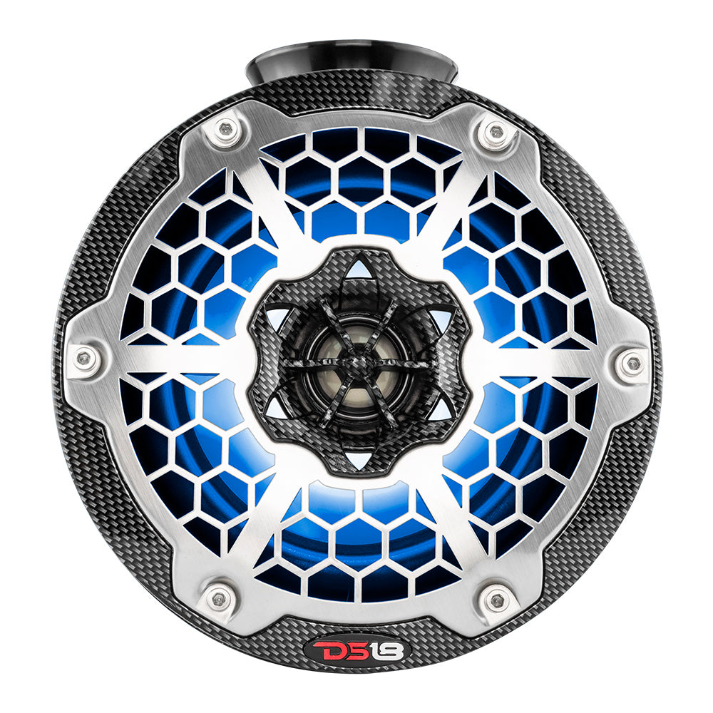 DS18 HYDRO 65 Compact Wakeboard Pod Tower Speaker wRGB LED Lights 375W Black Carbon Fiber