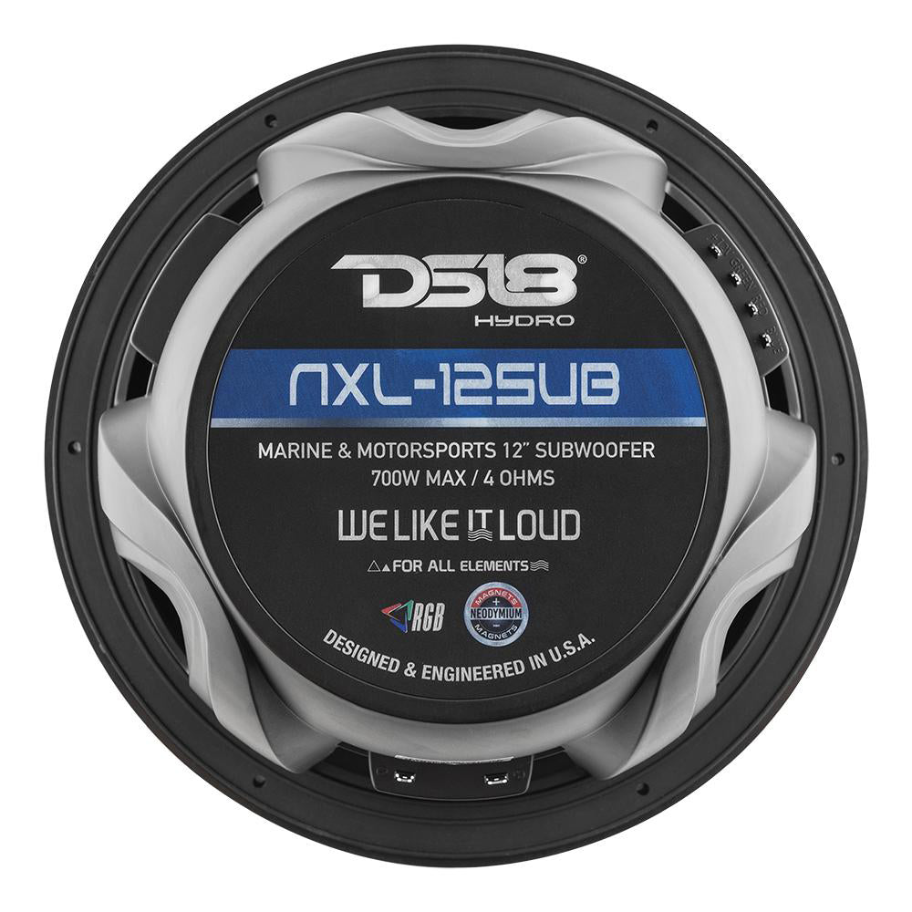 DS18 HYDRO 12 Subwoofer wRGB Lights 700W Matte Black