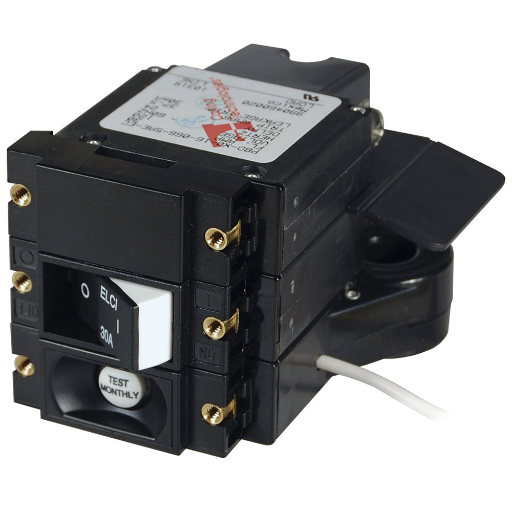Blue Sea ASeries ELCI Main Circuit Breaker Double Pole 120V AC 30A Flat Rocker