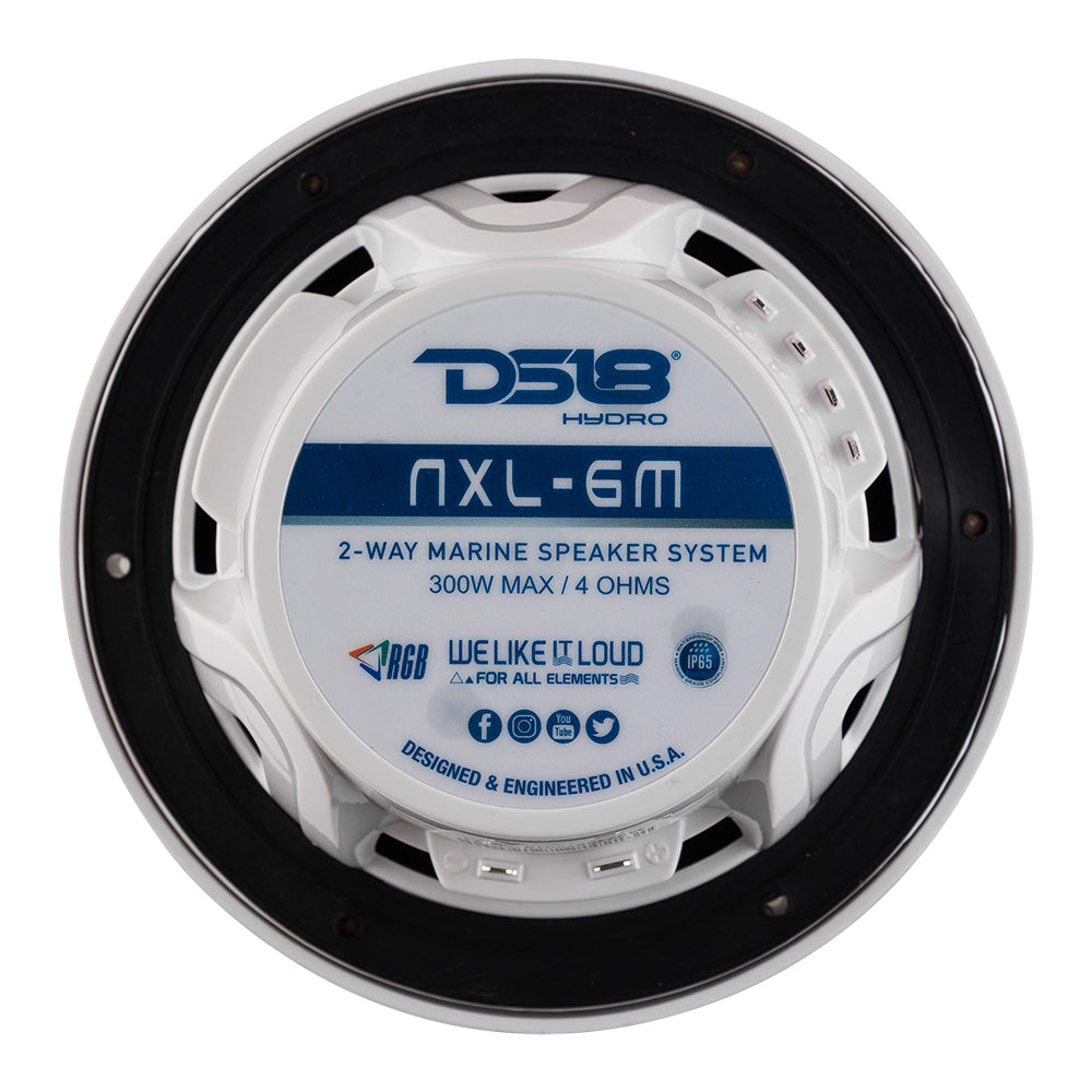 DS18 New Edition HYDRO 65 2Way Marine Speakers wRGB LED Lighting 300W White