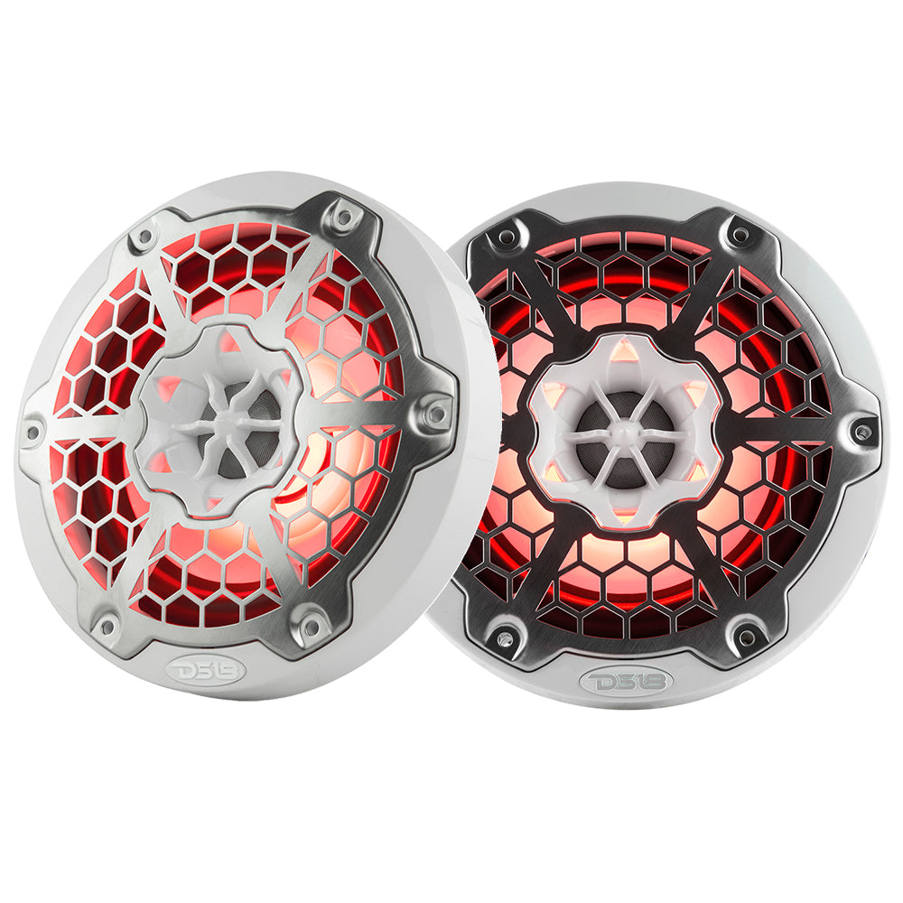 DS18 New Edition HYDRO 65 2Way Marine Speakers wRGB LED Lighting 300W White
