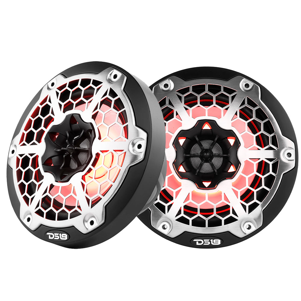 DS18 New Edition HYDRO 65 2Way Marine Speakers wRGB LED Lighting 300W Black
