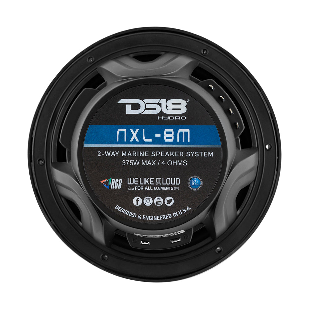 DS18 New Edition HYDRO 8 2Way Marine Speakers wRGB LED Lighting 375W Black