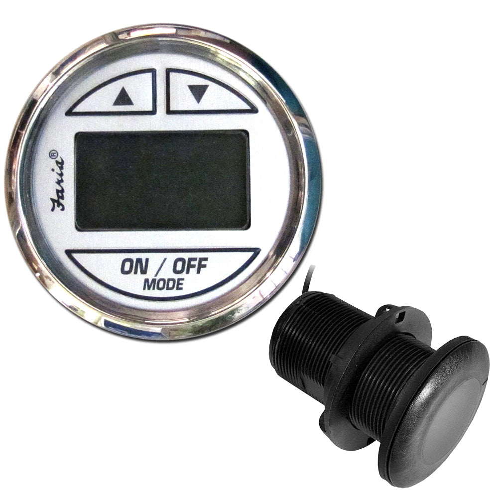 Faria Chesapeake White SS 2 Depth Sounder wThruHull Transducer