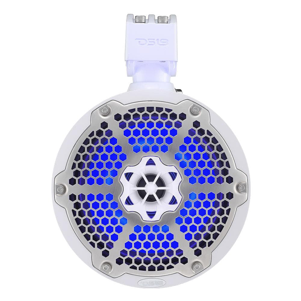 DS18 Hydro 65 Neodymium Wakeboard Speakers with 1 Driver and RGB LED Lights 450W White