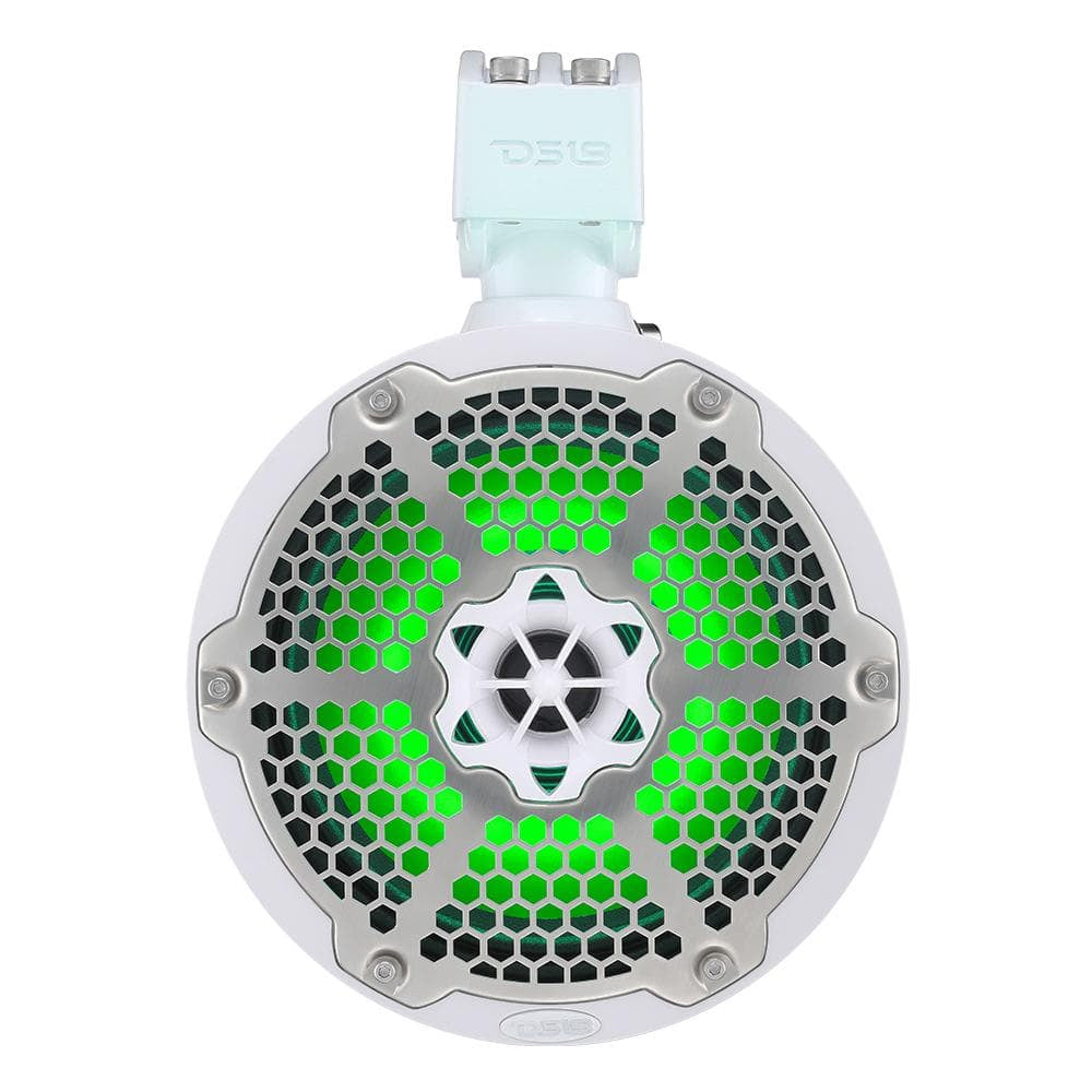 DS18 Hydro 8 Neodymium Marine Towers with Builtin Passive Radiator 1 Driver RGB LED Light 550 Watts Pair White