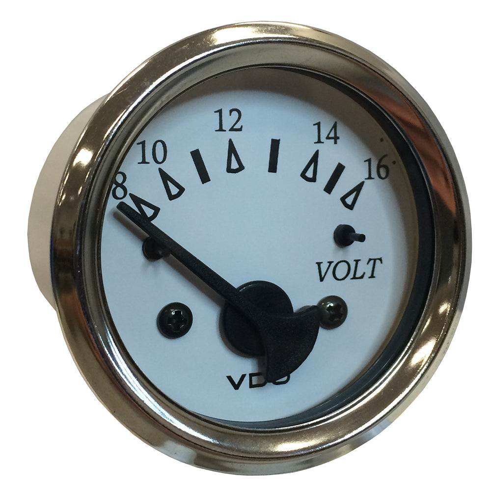 VDO Cockpit Marine 52MM 2116 Voltmeter White DialChrome Bezel